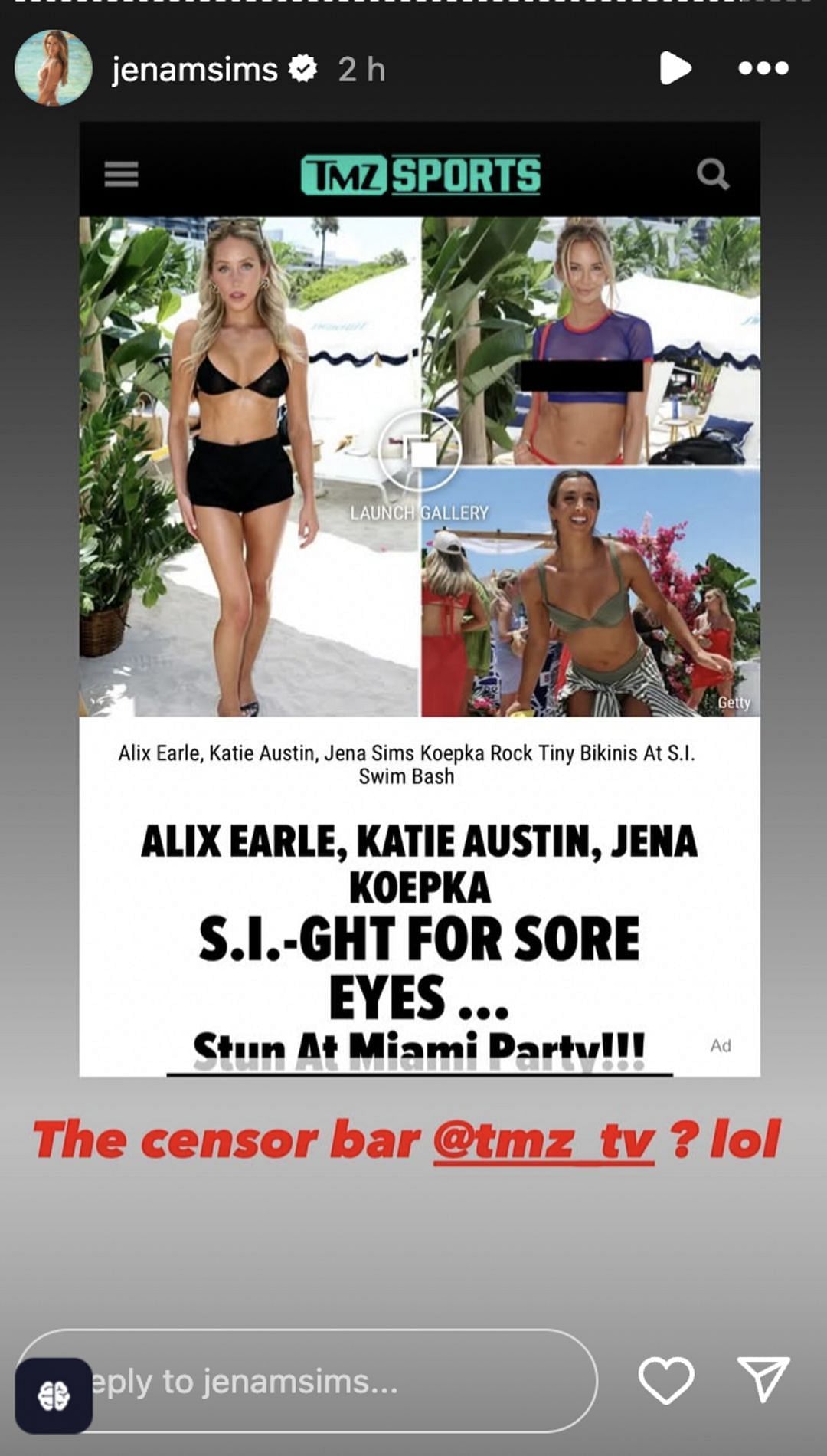 A screenshot of Jena Sims' Instagram story on May 31, 2025 - Source: IG@jenamsims